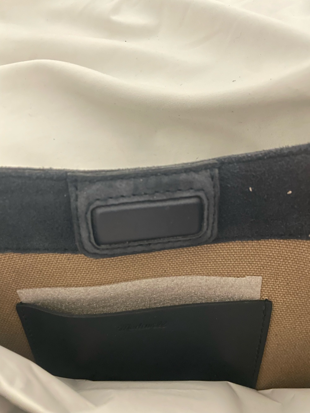NWT Madewell The Sculptural-Buckle Shoulder Bag - Navy Suede - Picture 8 of 9